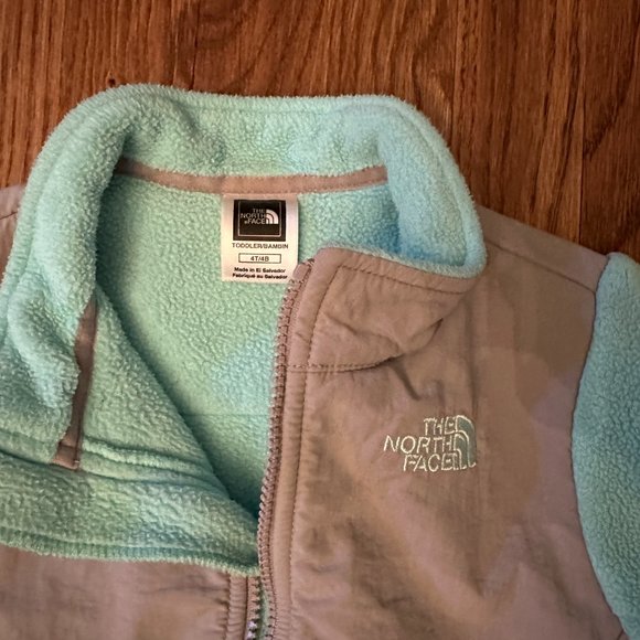 Teal Kids North Face Zip Up Size 4 - Picture 2 of 3